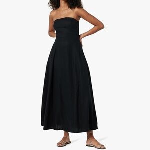 THE DROP Black Carlota Strapless Linen Maxi Dress Sz M